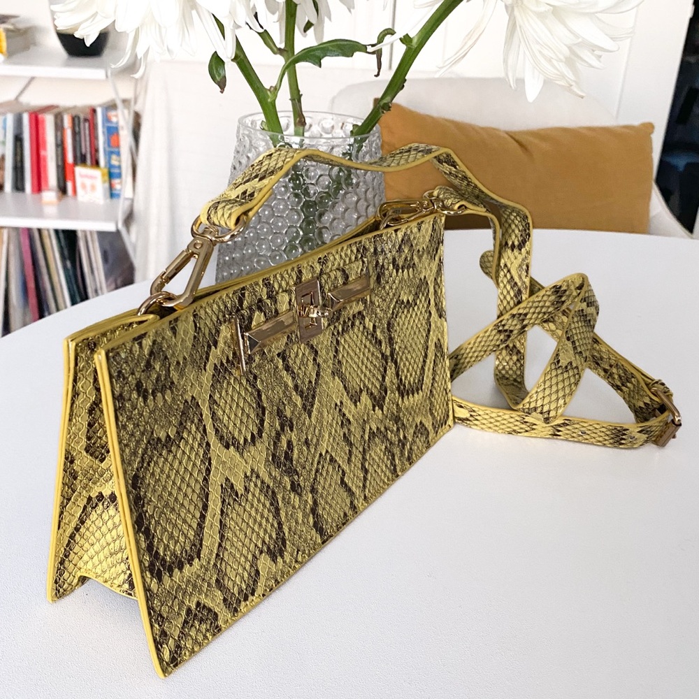 Yellow Snakeskin Clutch